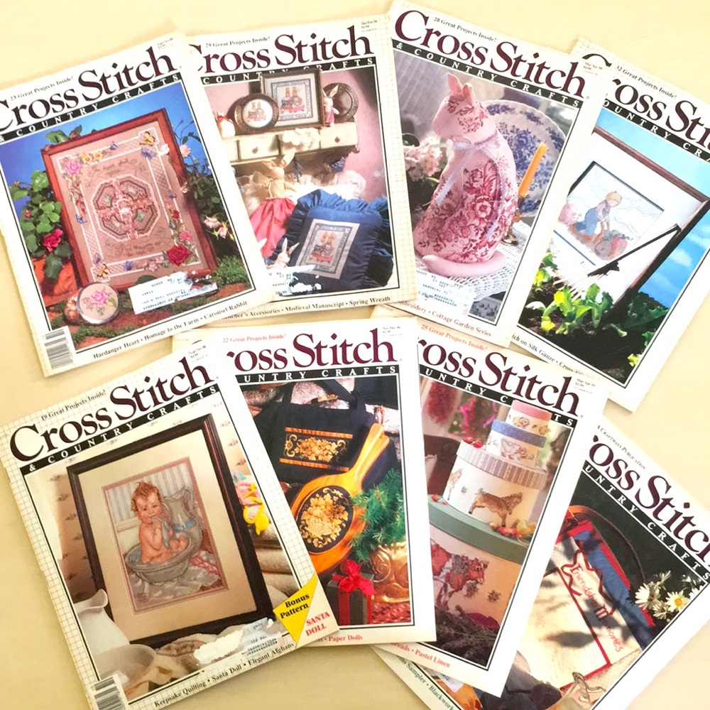1989-91 Lot of 8 Cross Stitch & Country Crafts Magazines Vintage (Better Homes)